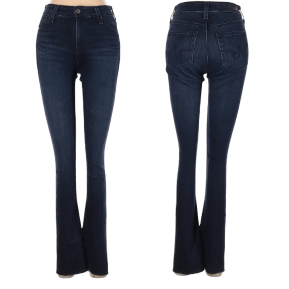 Adriano Goldschmied Jeans Size 25R Blue AG Mari Straight High Rise Raw Hem Jeans